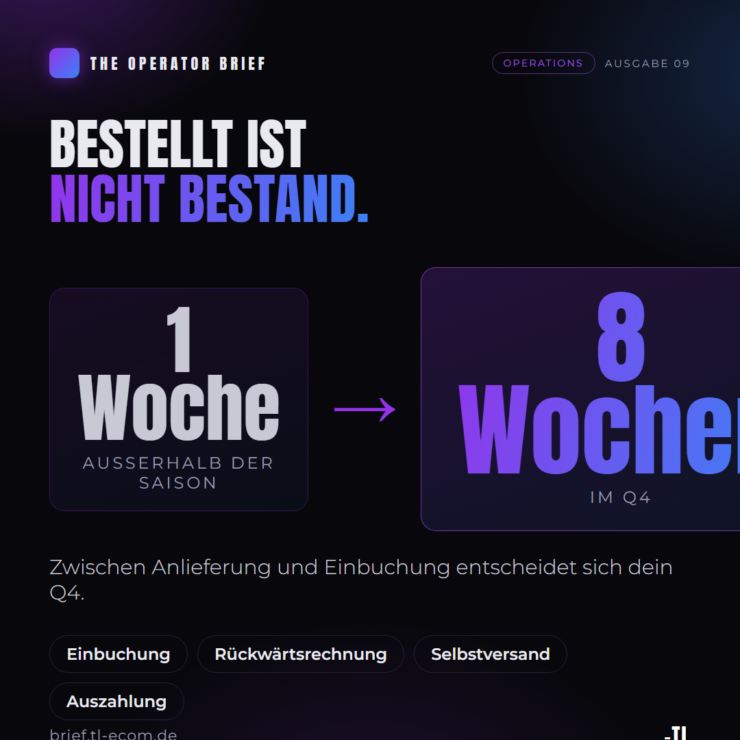 Deine Ware ist bestellt. Das ist nicht dasselbe wie Bestand.